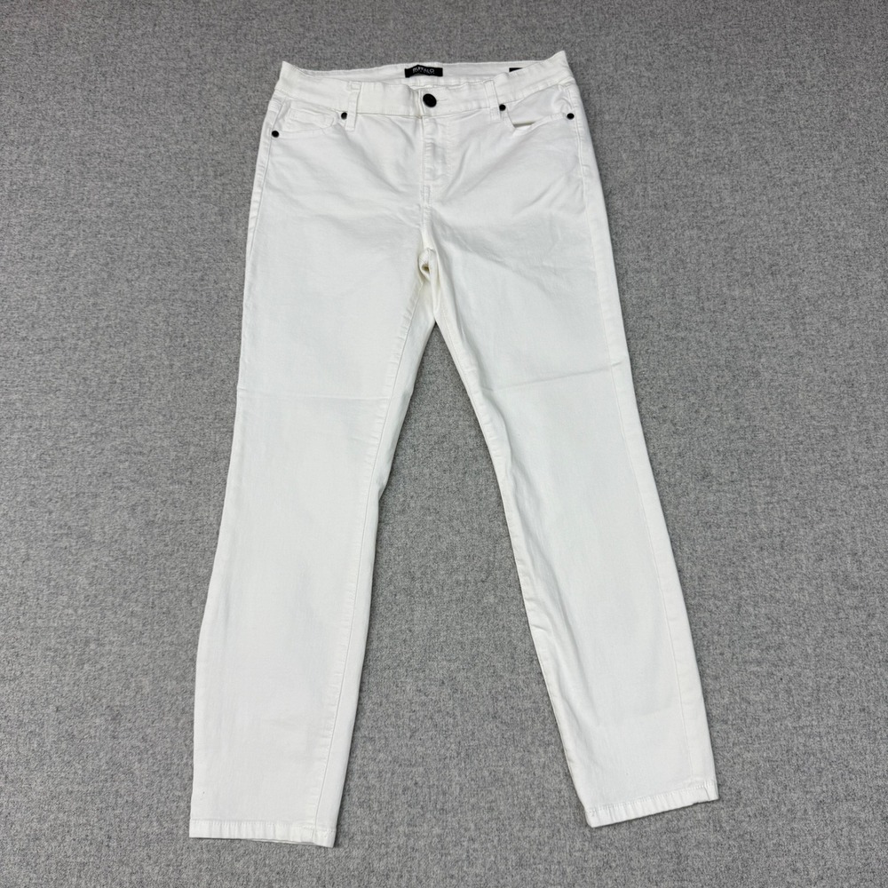 Buffalo David Bitton Aubrey Jeans 10/30 White Mid-Rise Stretch Soft Ankle Grazer